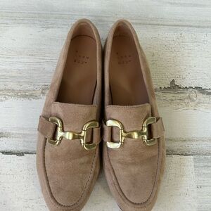 A New Day Women's Beige Loafers with Gold Buckle